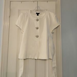 NWT J. Crew rhinestone button short sleeve jacket